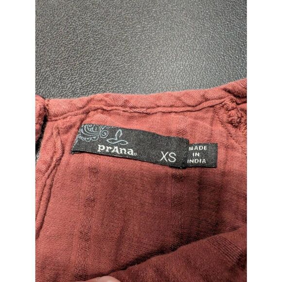 Prana Burgundy Short Sleeve Organic Cotton Women's Medium - Picture 3 of 5